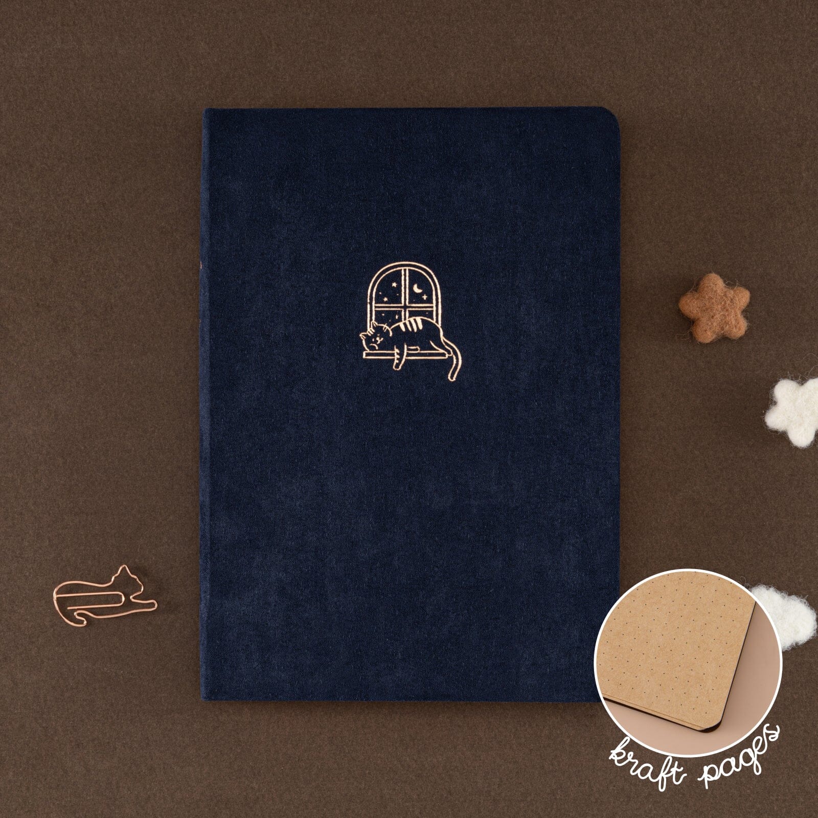 Tsuki ‘Midnight Neko Dreams’ Kraft Paper Bullet Journal ☾